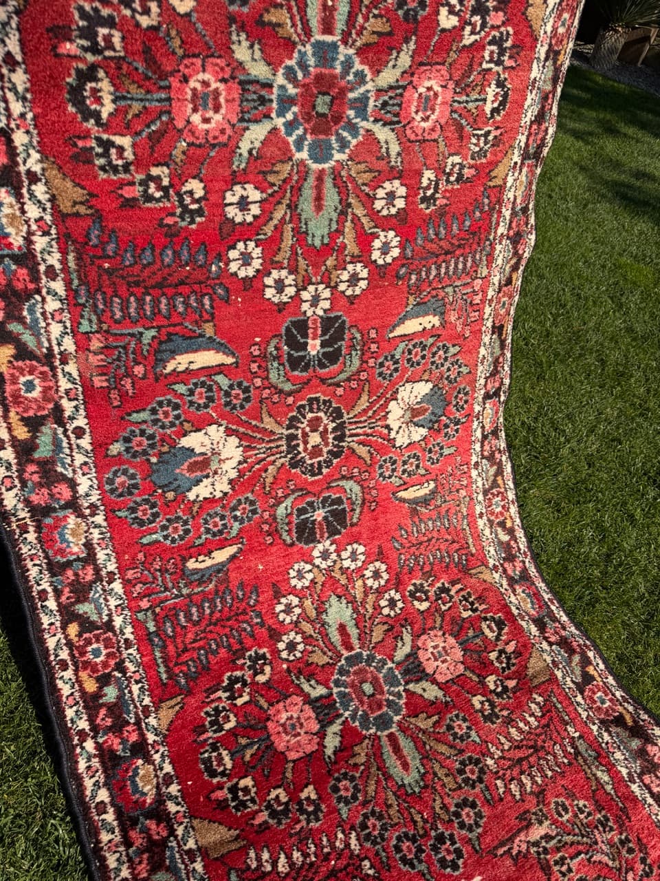 Chodnik Hamadan 310x105 cm, czerwony, wełna, Iran - 198285