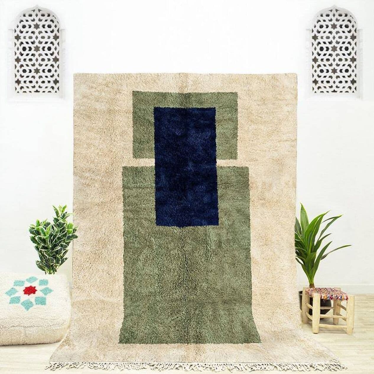 Handwoven rug 150x250 cm, wool, beige, Morocco - 198360