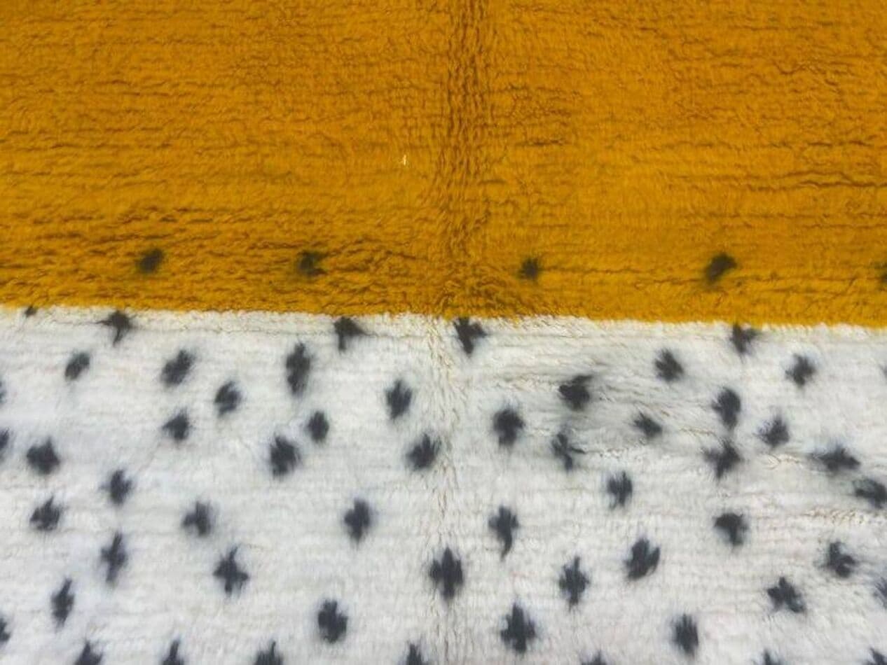 Ręcznie tkany dywan 250x150 cm, wełna, kość słoniowa, czarny, żółty, Maroko - 198332