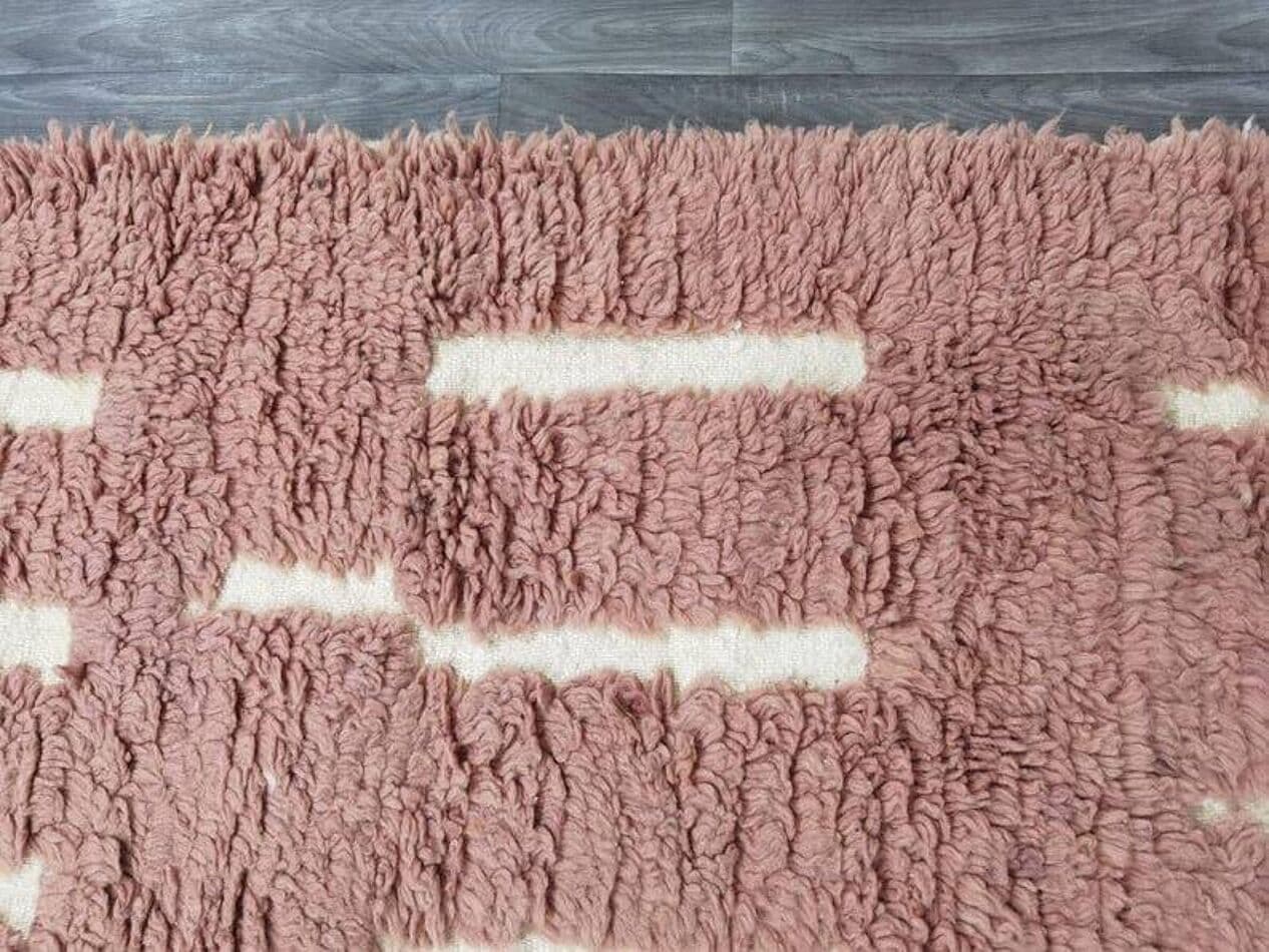 Handwoven rug 145x255 cm, wool, terracotta, cream, Morocco - 198301