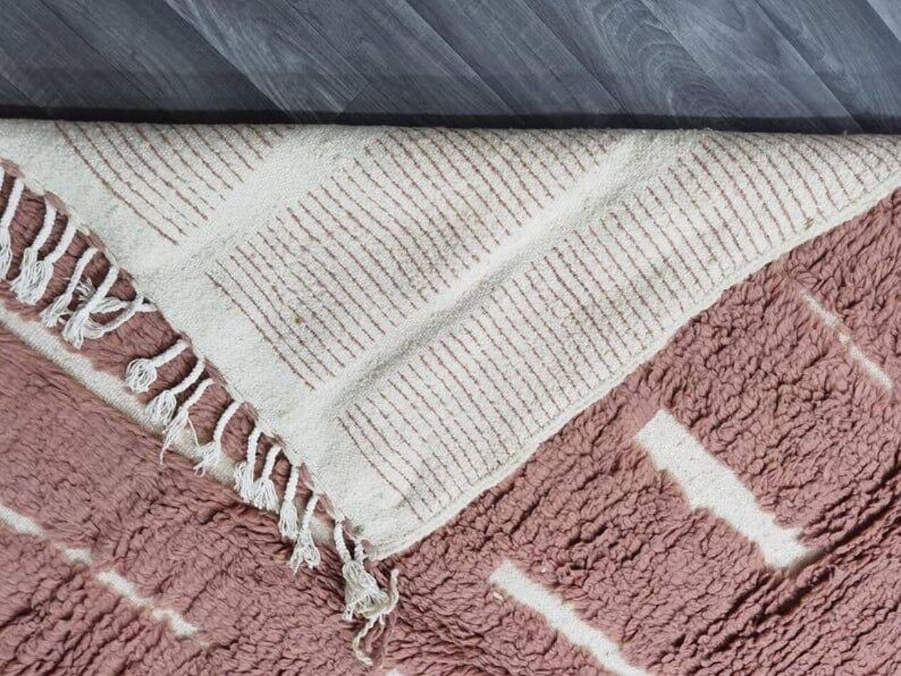 Handwoven rug 145x255 cm, wool, terracotta, cream, Morocco - 198298