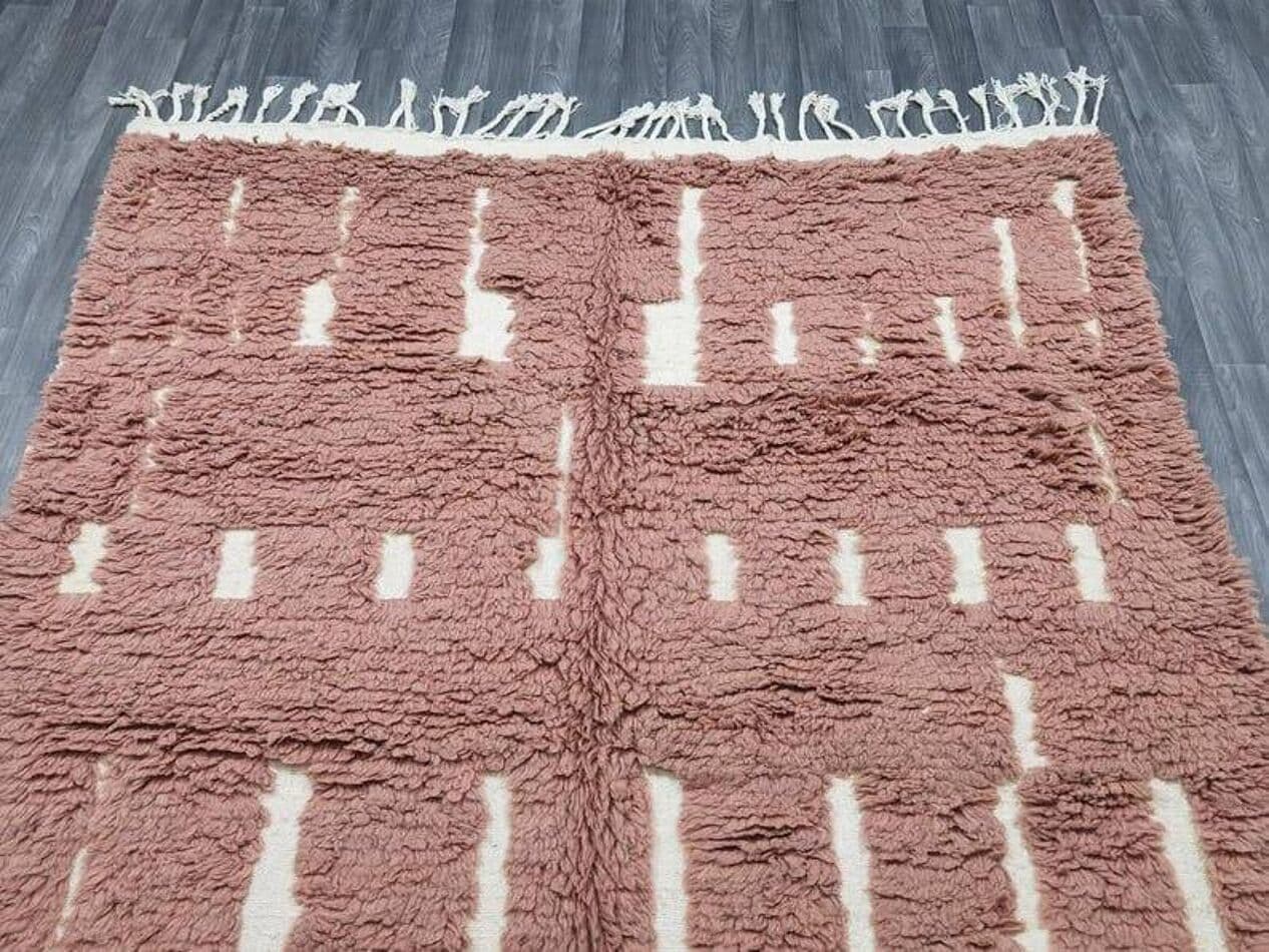 Handwoven rug 145x255 cm, wool, terracotta, cream, Morocco - 198302