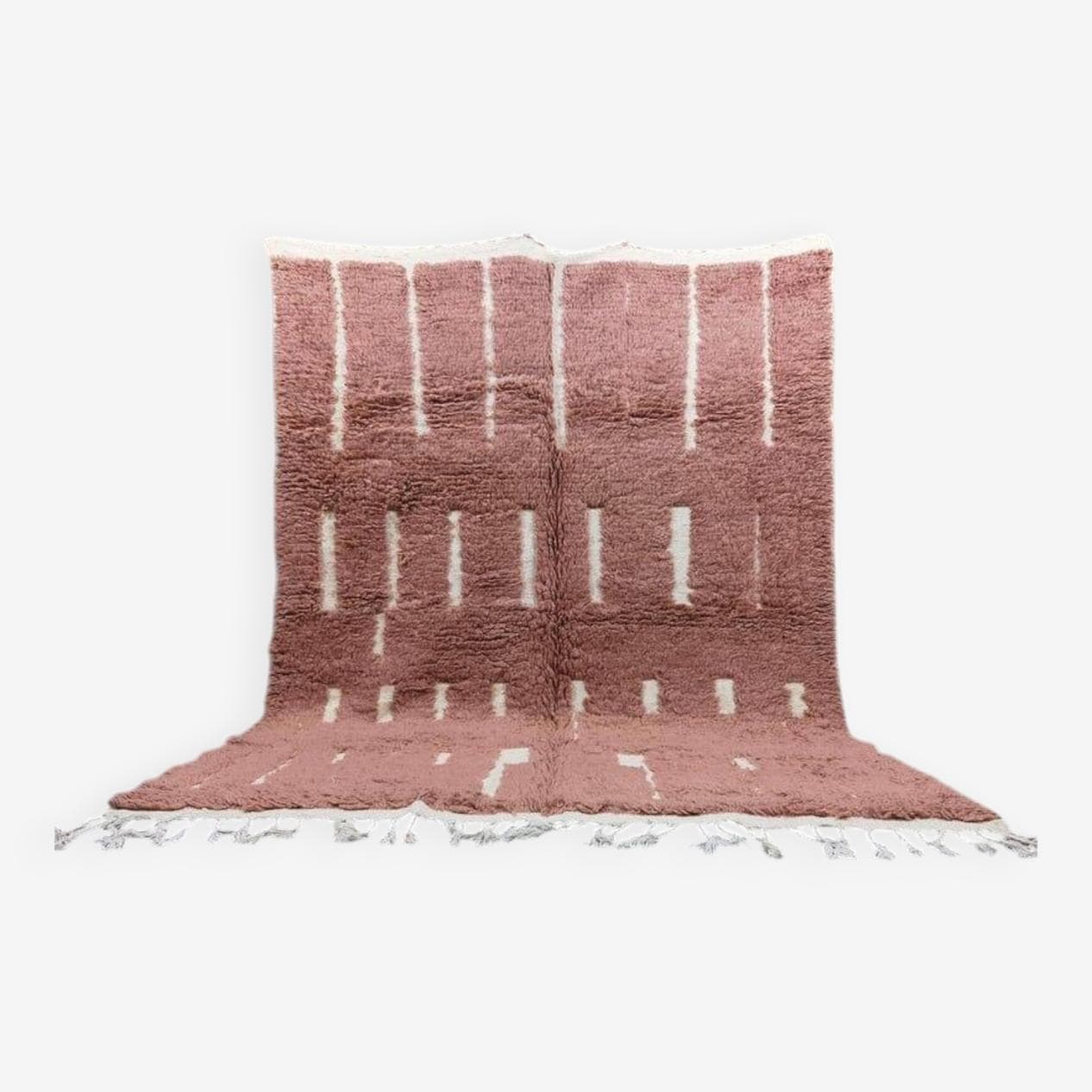 Handwoven rug 145x255 cm, wool, terracotta, cream, Morocco - 198294