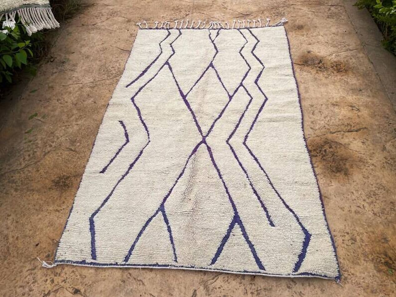 Ręcznie tkany dywan 150x250 cm, wełna, biały, Maroko - 200366