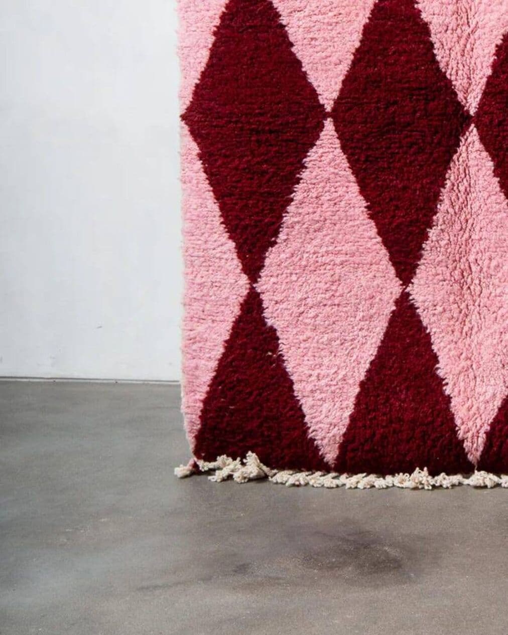 Ręcznie tkany dywan 150x250 cm, wełna, burgundowy, różowy, Maroko - 200308