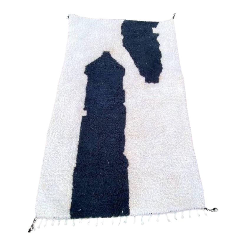 Ręcznie tkany dywan 150x260 cm, wełna, czarny, biały, Maroko