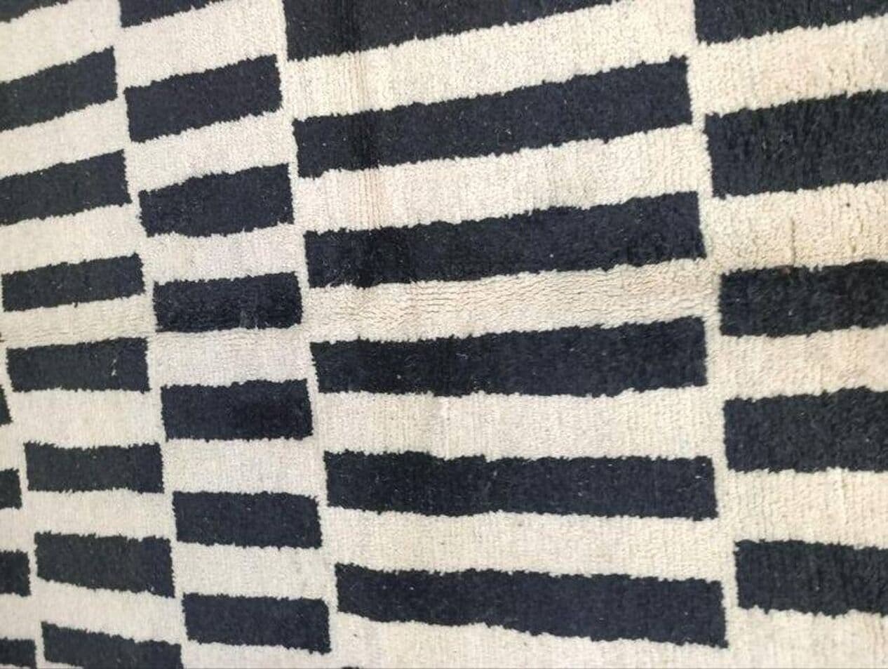 Handwoven rug 100x200 cm, wool, ivory, black, Morocco - 200277