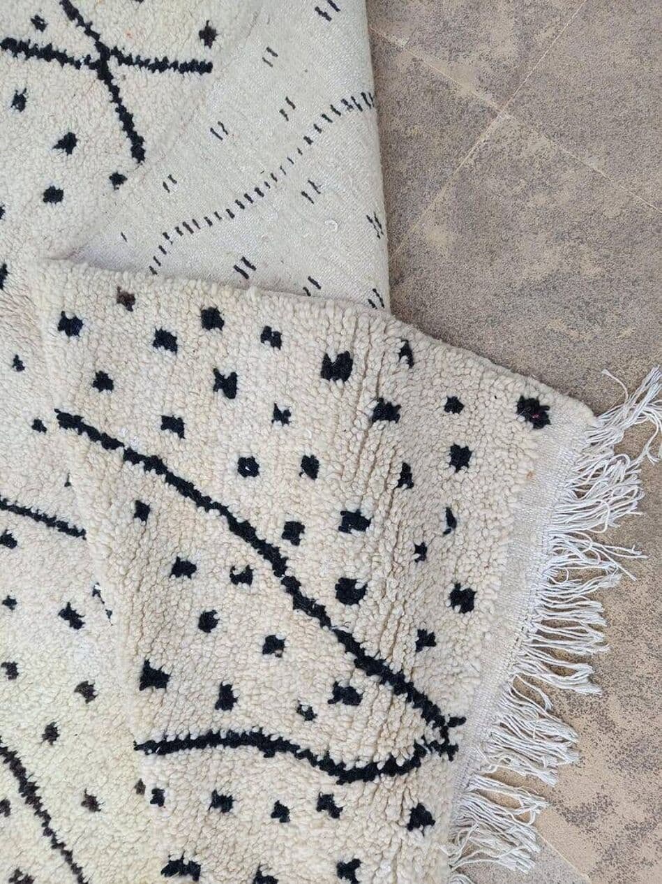 Ręcznie tkany dywan 150x250 cm, wełna, biały, czarny, Maroko - 200253