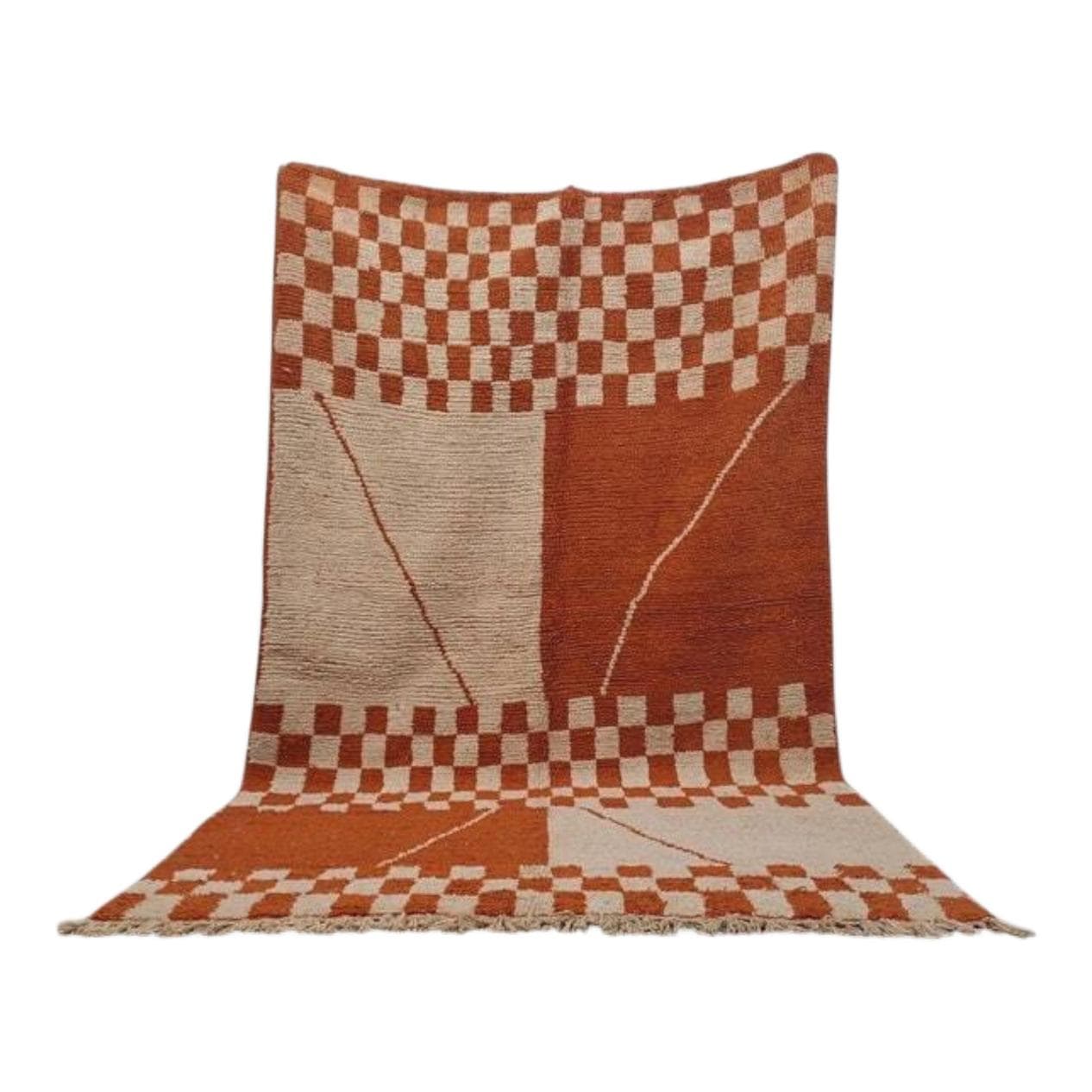 Ręcznie tkany dywan 100x200 cm, wełna, pomarańczowy, Maroko