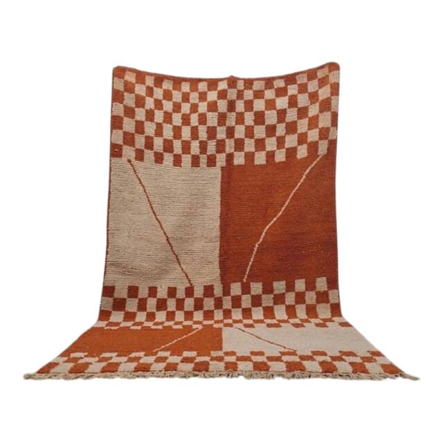 Ręcznie tkany dywan 100x200 cm, wełna, pomarańczowy, Maroko - WYMIARY