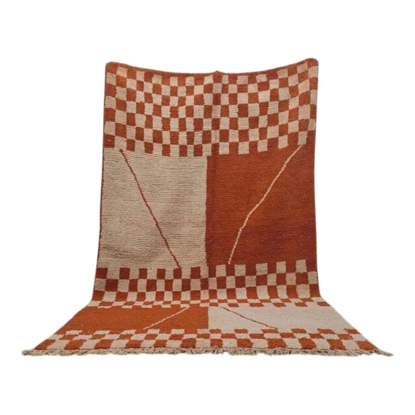 Ręcznie tkany dywan 100x200 cm, wełna, pomarańczowy, Maroko