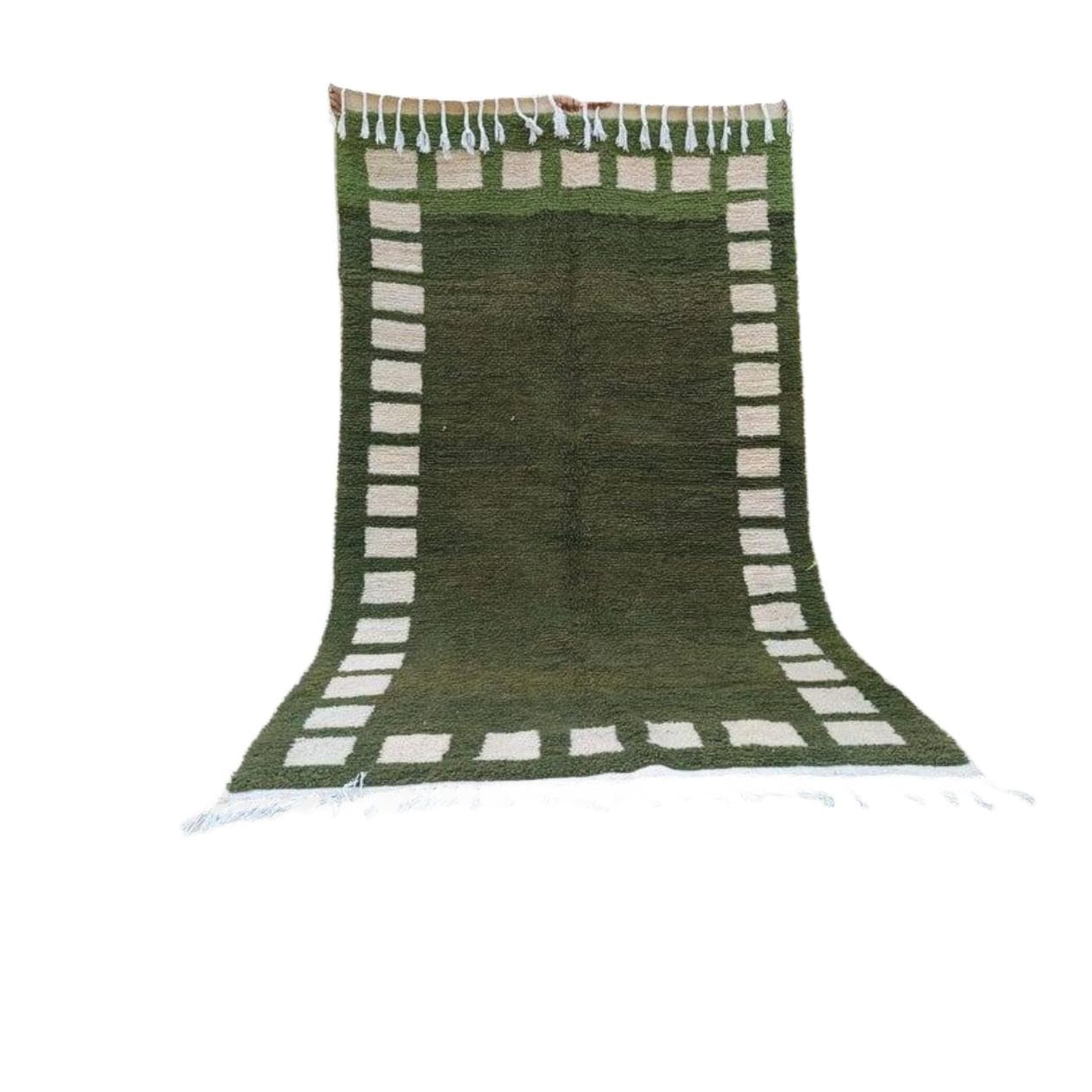 Ręcznie tkany dywan 140x270 cm, wełna, oliwkowy, Maroko