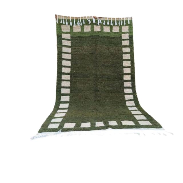 Ręcznie tkany dywan 140x270 cm, wełna, oliwkowy, Maroko - WYMIARY