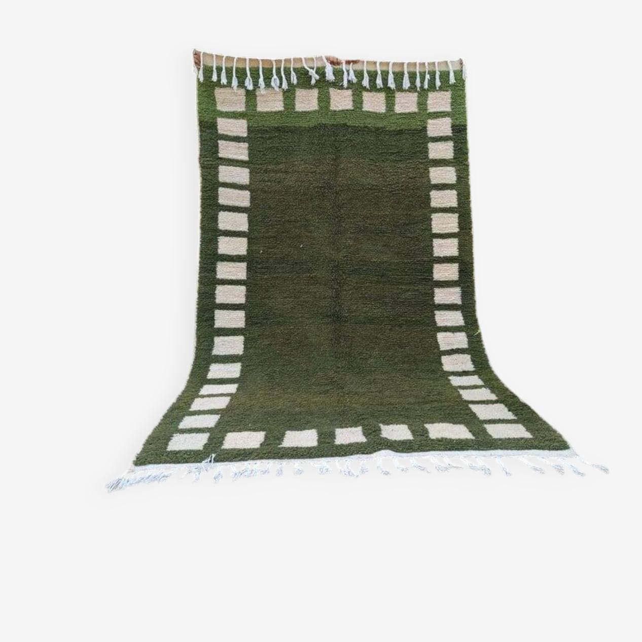 Ręcznie tkany dywan 140x270 cm, wełna, oliwkowy, Maroko - 200194