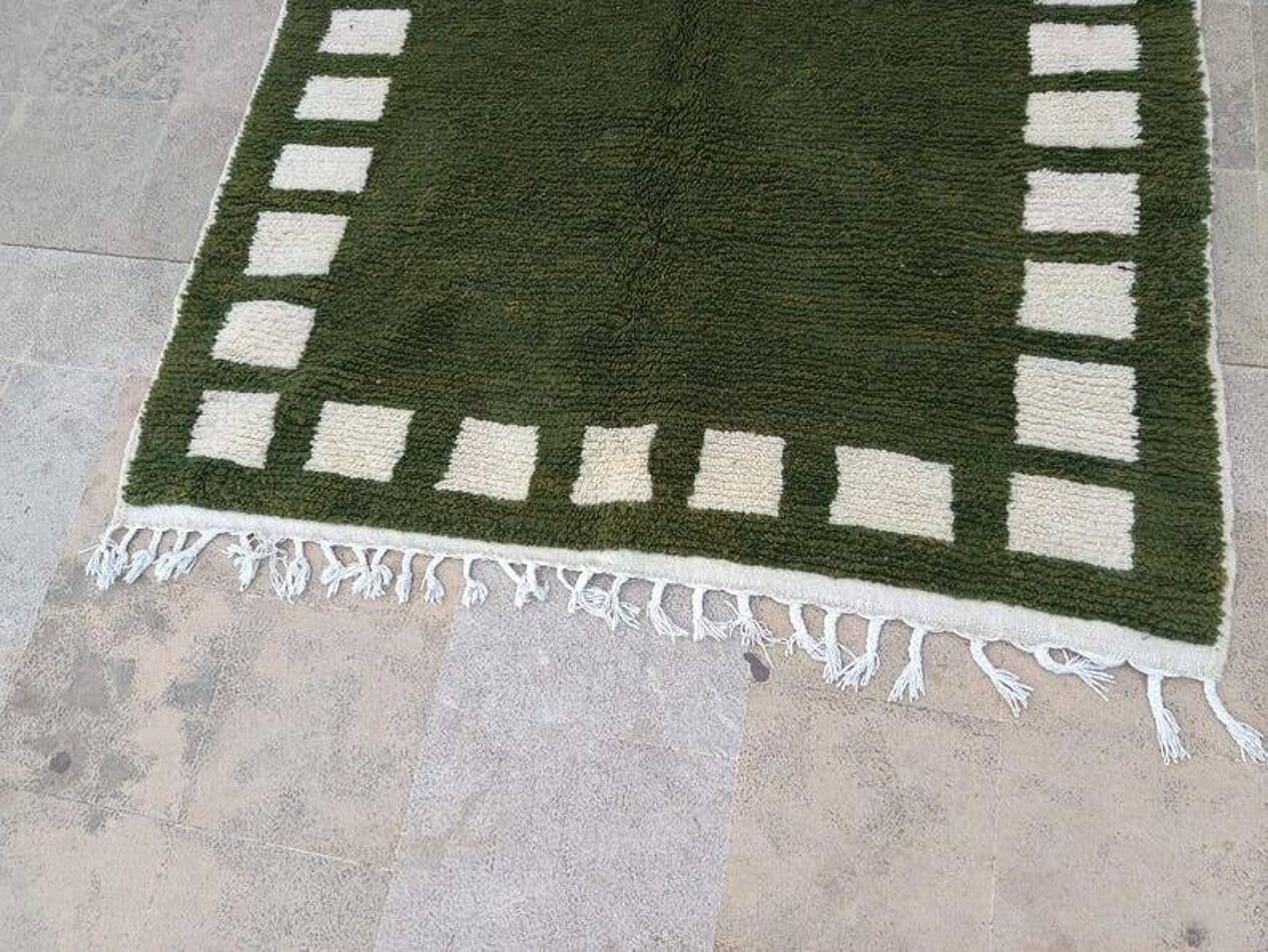 Ręcznie tkany dywan 140x270 cm, wełna, oliwkowy, Maroko - 200198