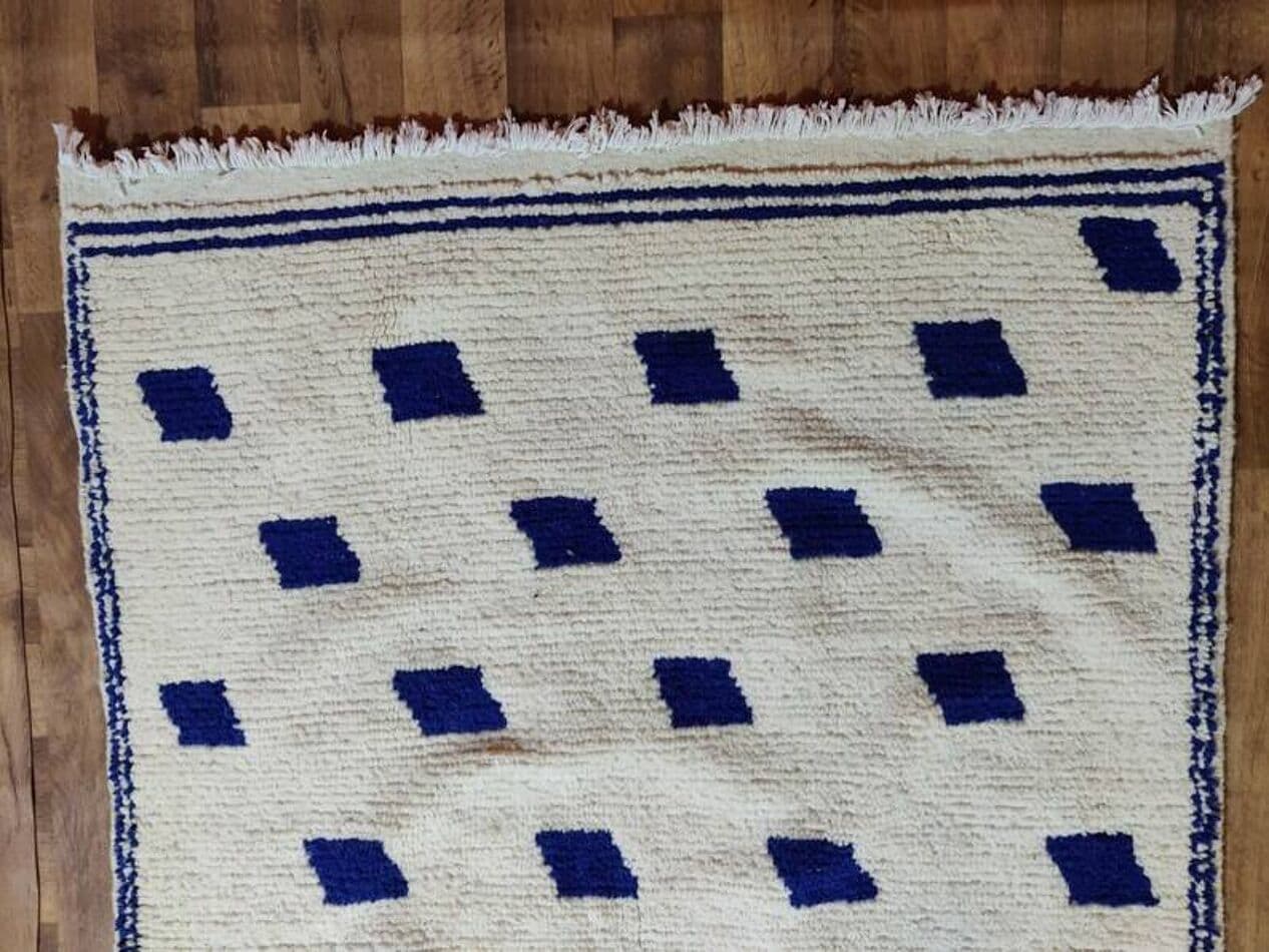 Ręcznie tkany dywan 150x250 cm, wełna, niebieski, Maroko - 200155