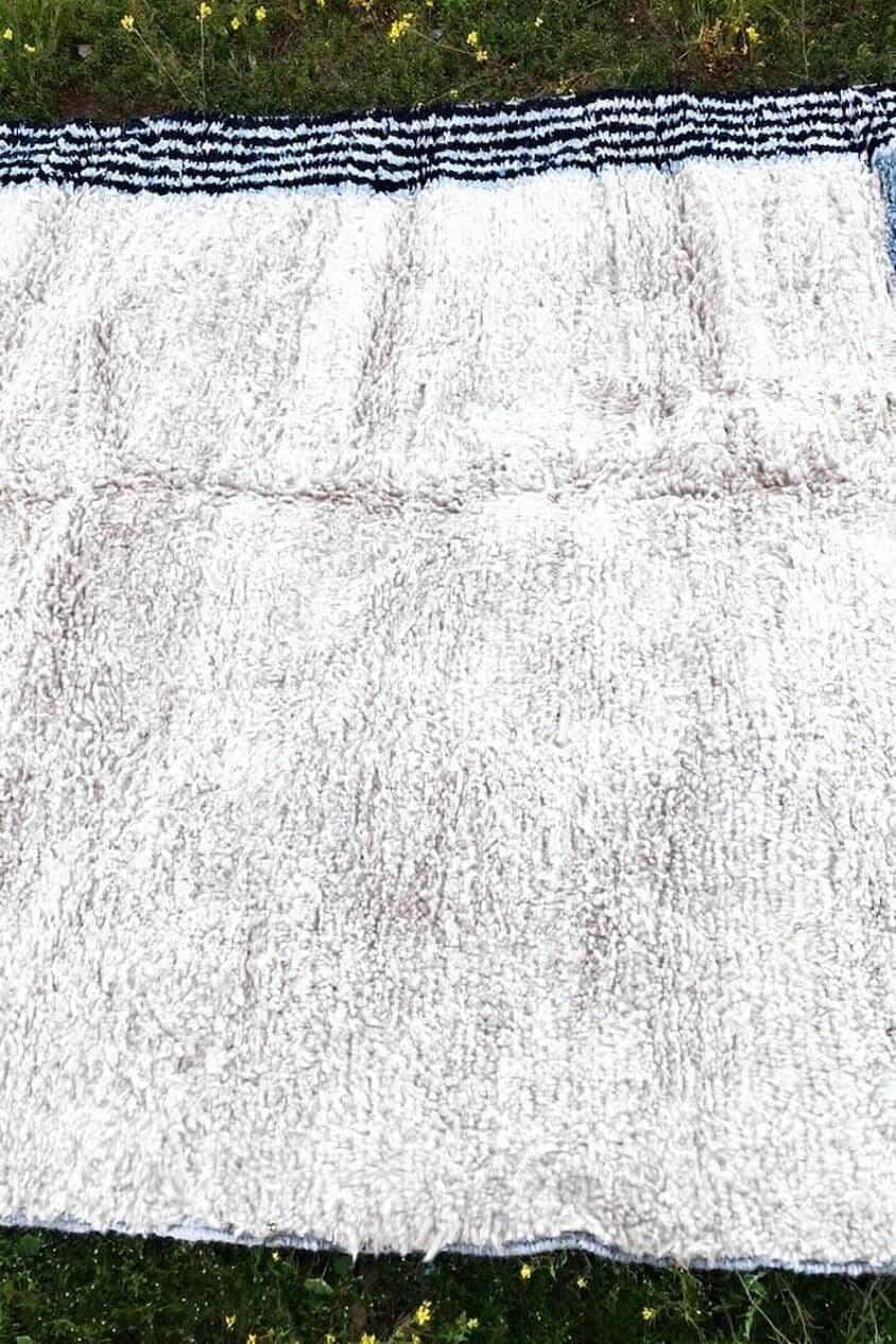 Ręcznie tkany dywan 160x240 cm, wełna, biały, czarny, Maroko - 200143