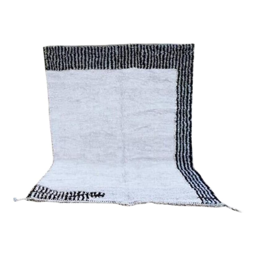 Ręcznie tkany dywan 160x240 cm, wełna, biały, czarny, Maroko