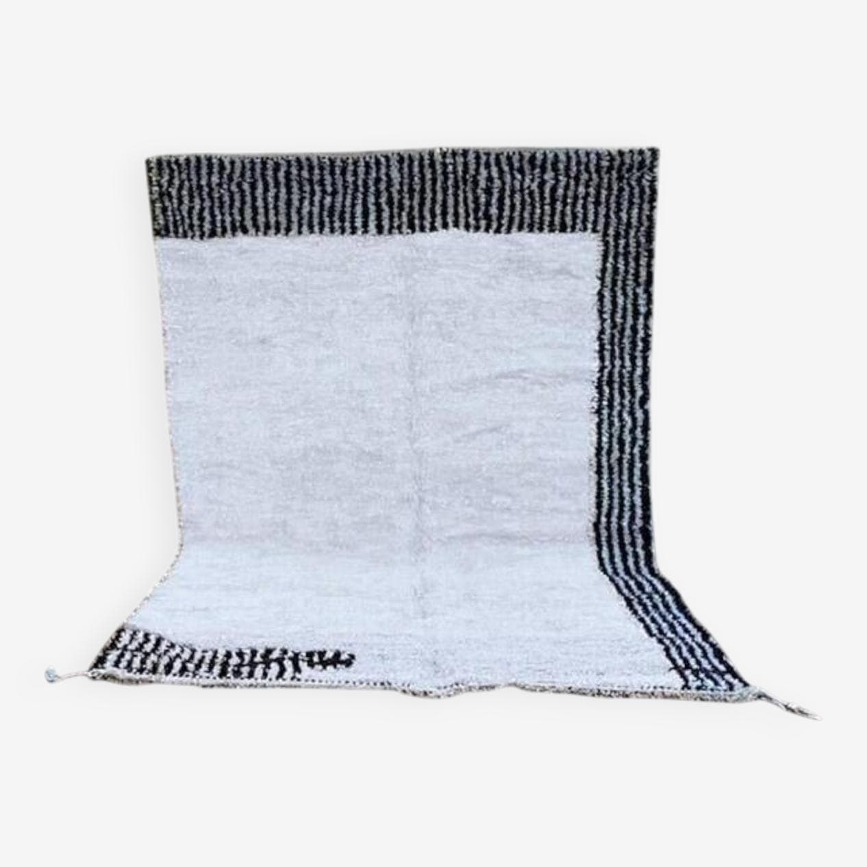 Ręcznie tkany dywan 160x240 cm, wełna, biały, czarny, Maroko - 200140