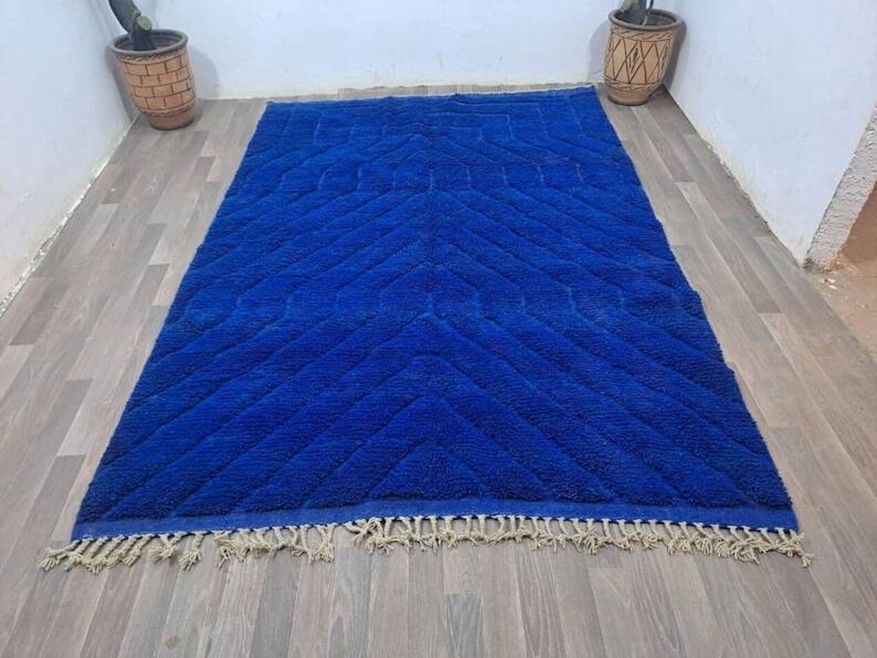 Ręcznie tkany dywan 200x300 cm, wełna, niebieski, Maroko - 200090