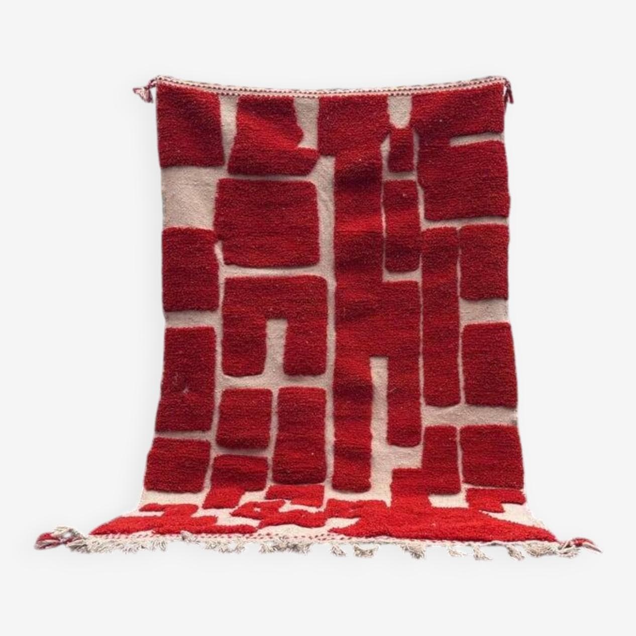 Ręcznie tkany dywan 140x250 cm, wełna, czerwony, Maroko - 200078