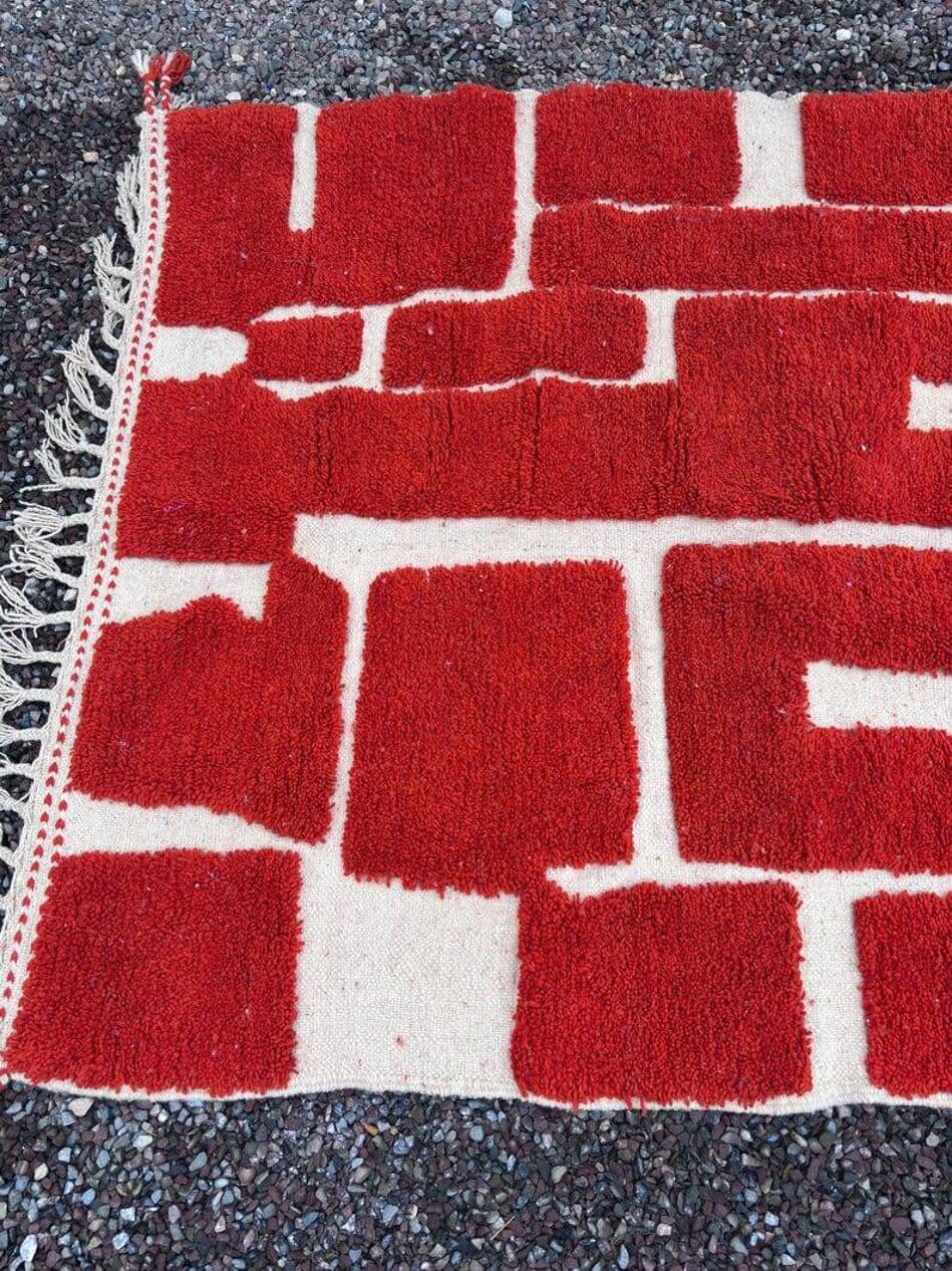 Ręcznie tkany dywan 140x250 cm, wełna, czerwony, Maroko - 200081