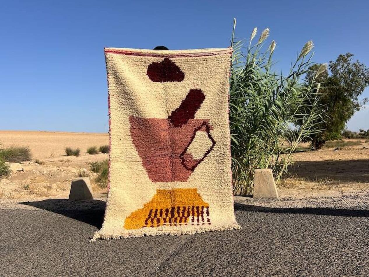 Ręcznie tkany dywan 140x260 cm, wełna, multikolor, Maroko - 200058