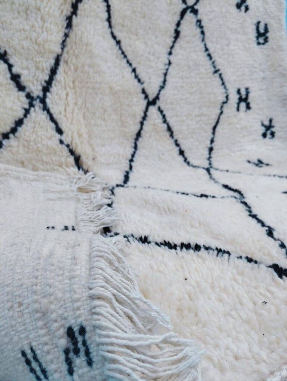 Ręcznie tkany dywan 150x260 cm, wełna, kremowy, beżowy, czarny, Maroko - 200011