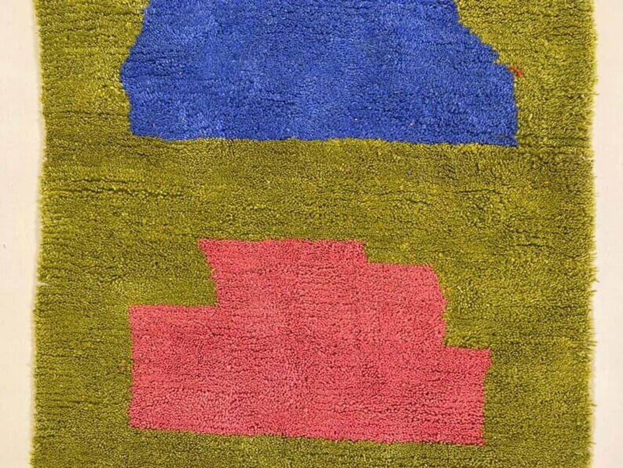 Ręcznie tkany dywan 100x200 cm, wełna, zielony, pomarańczowy, różowy, niebieski, Maroko - 199993