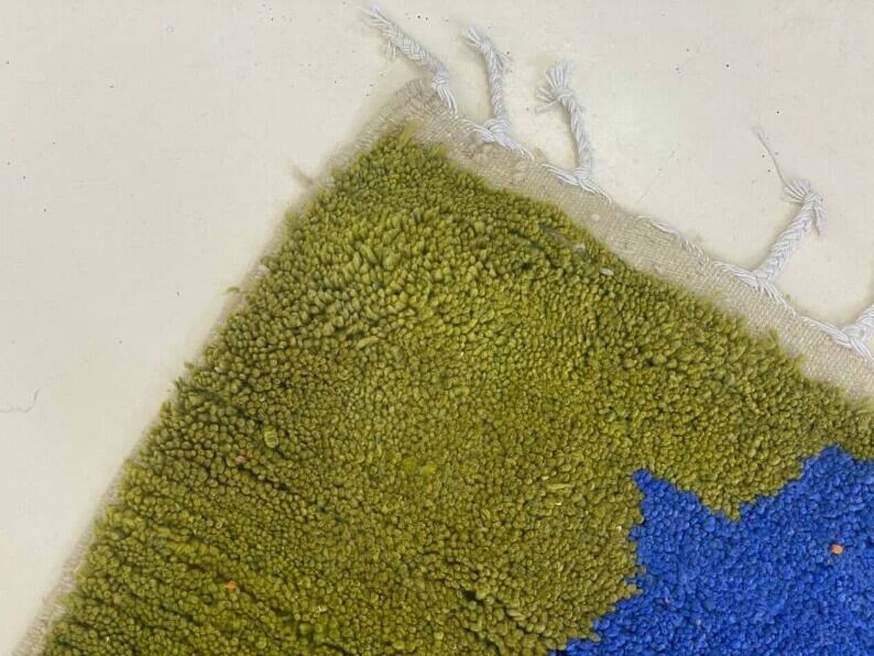 Ręcznie tkany dywan 100x200 cm, wełna, zielony, pomarańczowy, różowy, niebieski, Maroko - 199992