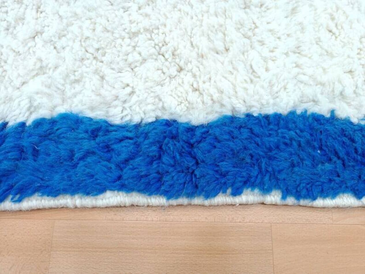 Ręcznie tkany dywan 160x240 cm, wełna, niebieski, biały, Maroko - 199983