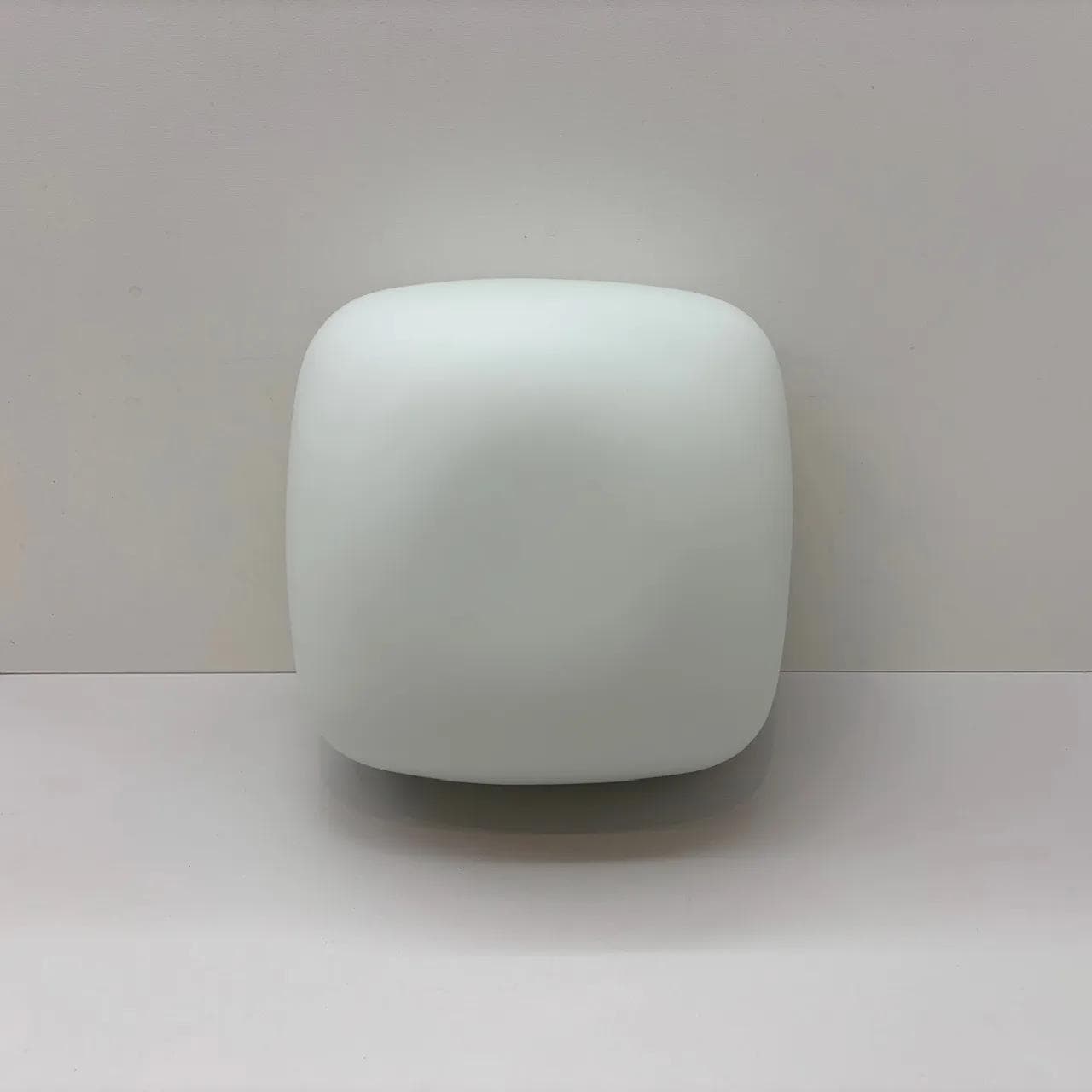 Plafon Bauhaus, szkło białe, metal, Zakłady Sprzętu Oświetleniowego Zaos, Polska, lata 80. - 13941