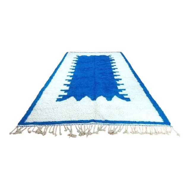 Ręcznie tkany dywan 100x200 cm, wełna, niebieski, Maroko - WYMIARY