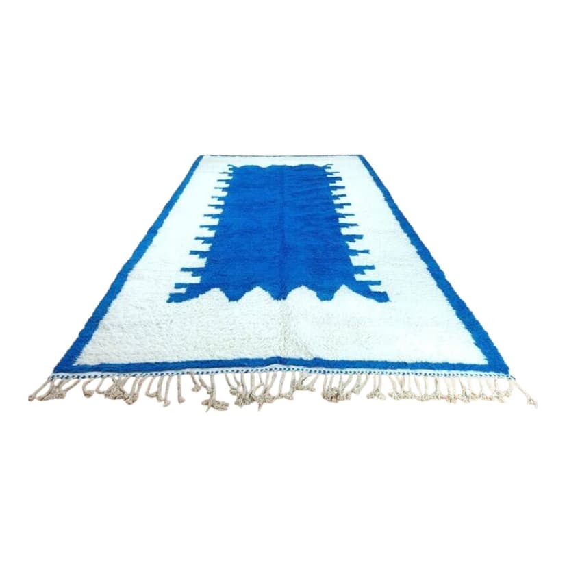 Ręcznie tkany dywan 100x200 cm, wełna, niebieski, Maroko
