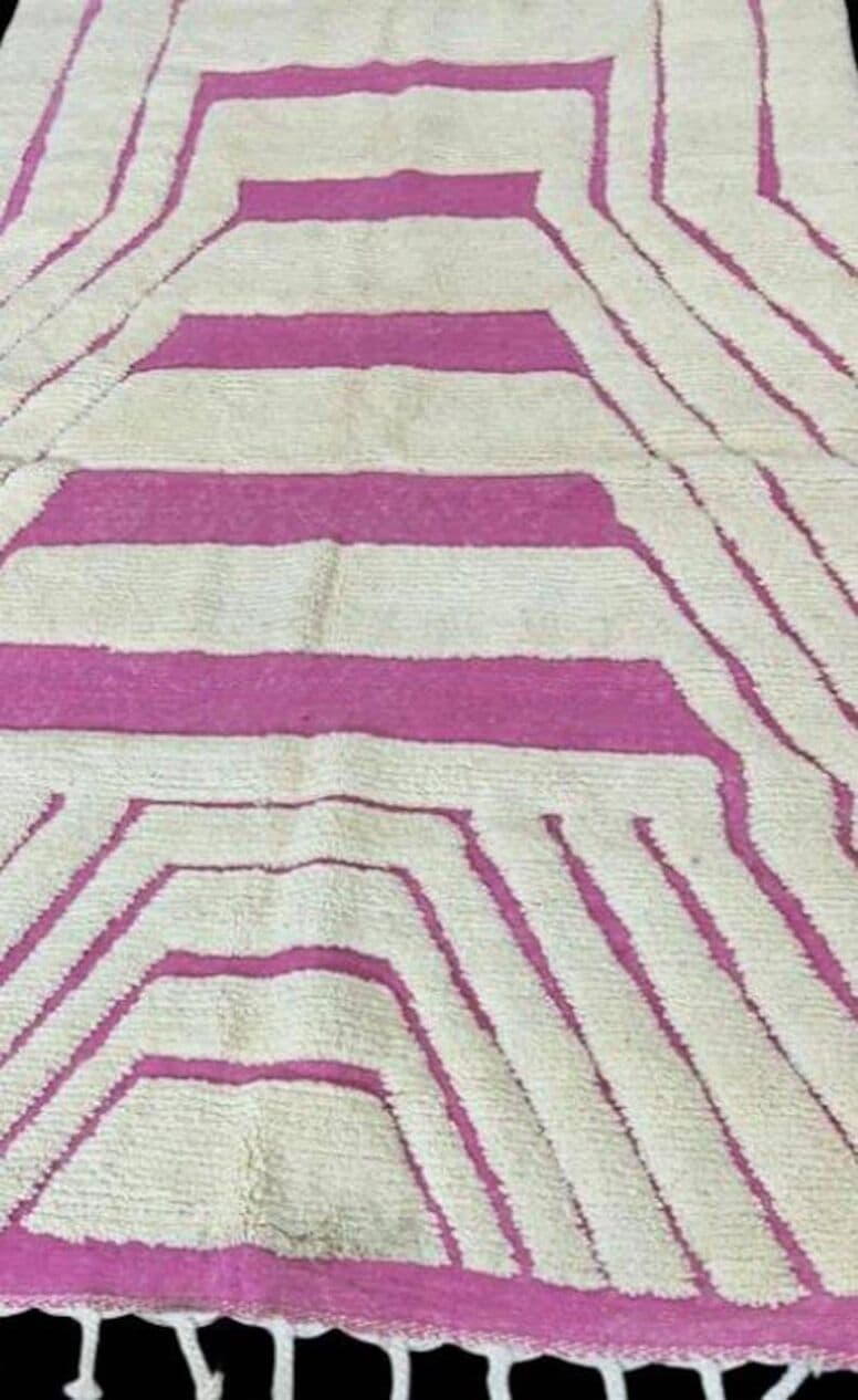 Ręcznie tkany dywan 150x260 cm, wełna, fioletowy, różowy, kość słoniowa, Maroko - 199920