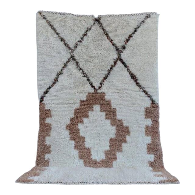 Ręcznie tkany dywan 140x260 cm, wełna, kremowy, Maroko - WYMIARY