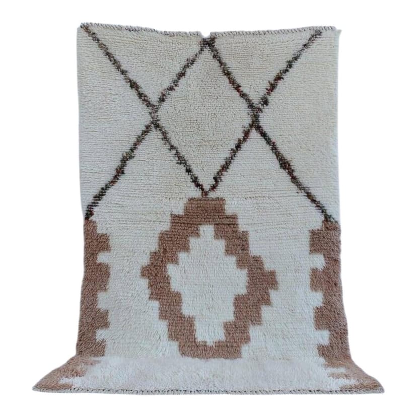 Ręcznie tkany dywan 140x260 cm, wełna, kremowy, Maroko