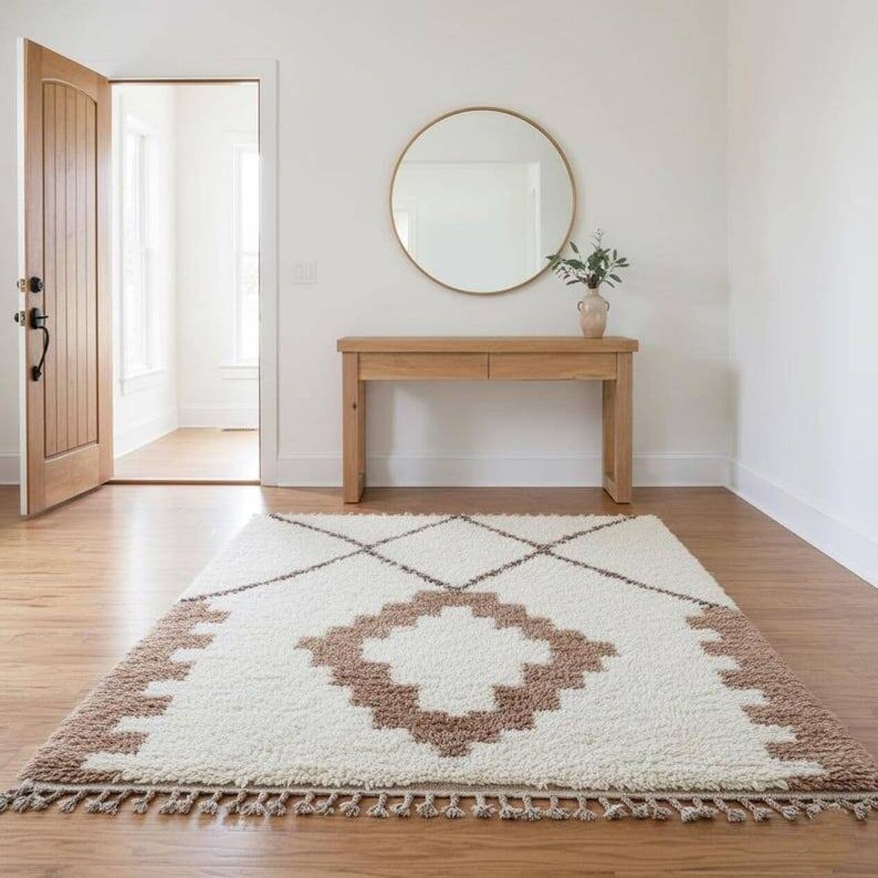 Ręcznie tkany dywan 140x260 cm, wełna, kremowy, Maroko - 199860