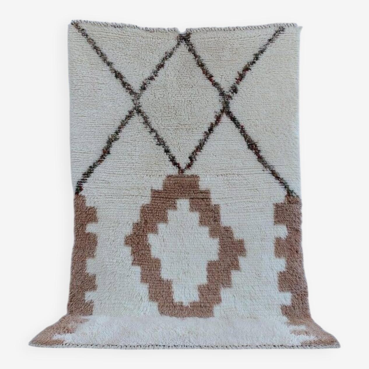 Ręcznie tkany dywan 140x260 cm, wełna, kremowy, Maroko - 199854