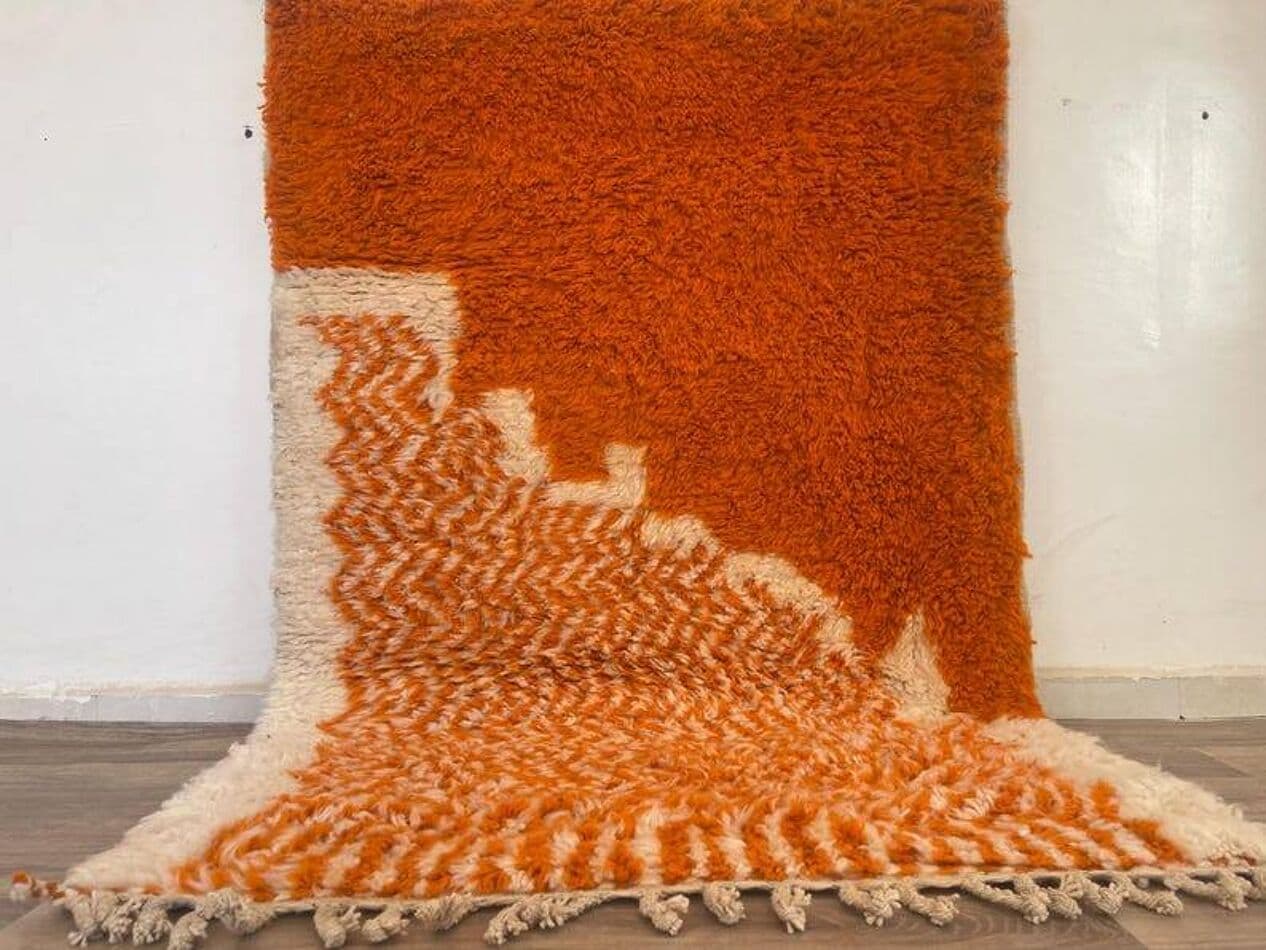 Ręcznie tkany dywan 150x250 cm, wełna, pomarańczowy, Maroko - 199848