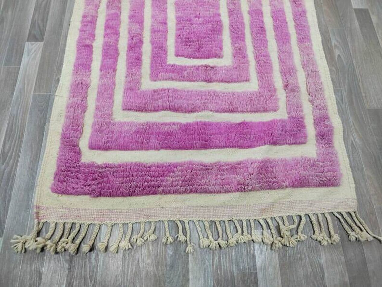 Ręcznie tkany dywan 150x250 cm, wełna, fioletowy, beżowy, Maroko - 199839