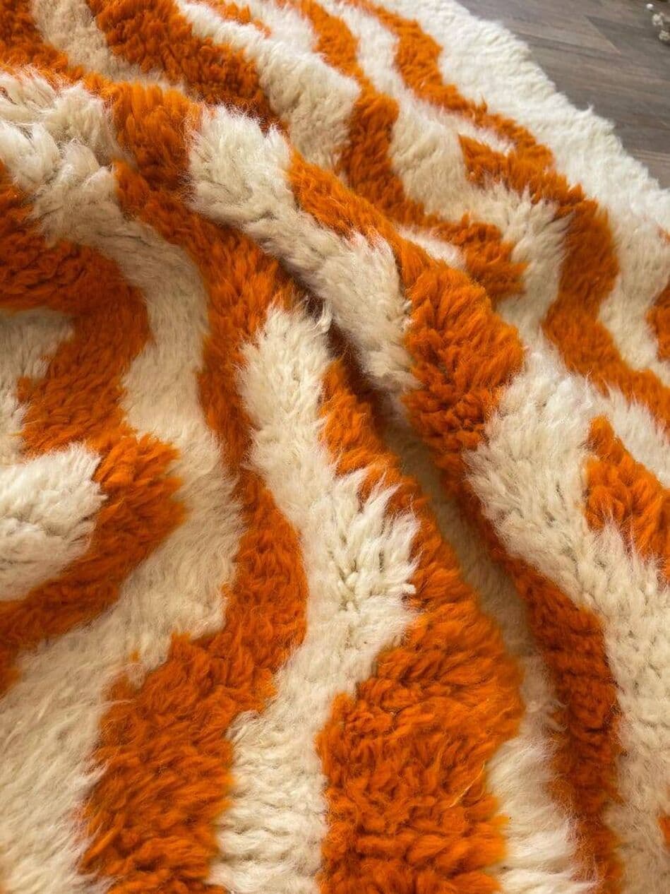 Handwoven rug 140x260 cm, wool, white, Morocco - 199801