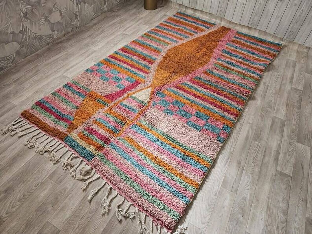 Ręcznie tkany dywan 150x250 cm, wełna, multikolorowy, Maroko - 199759