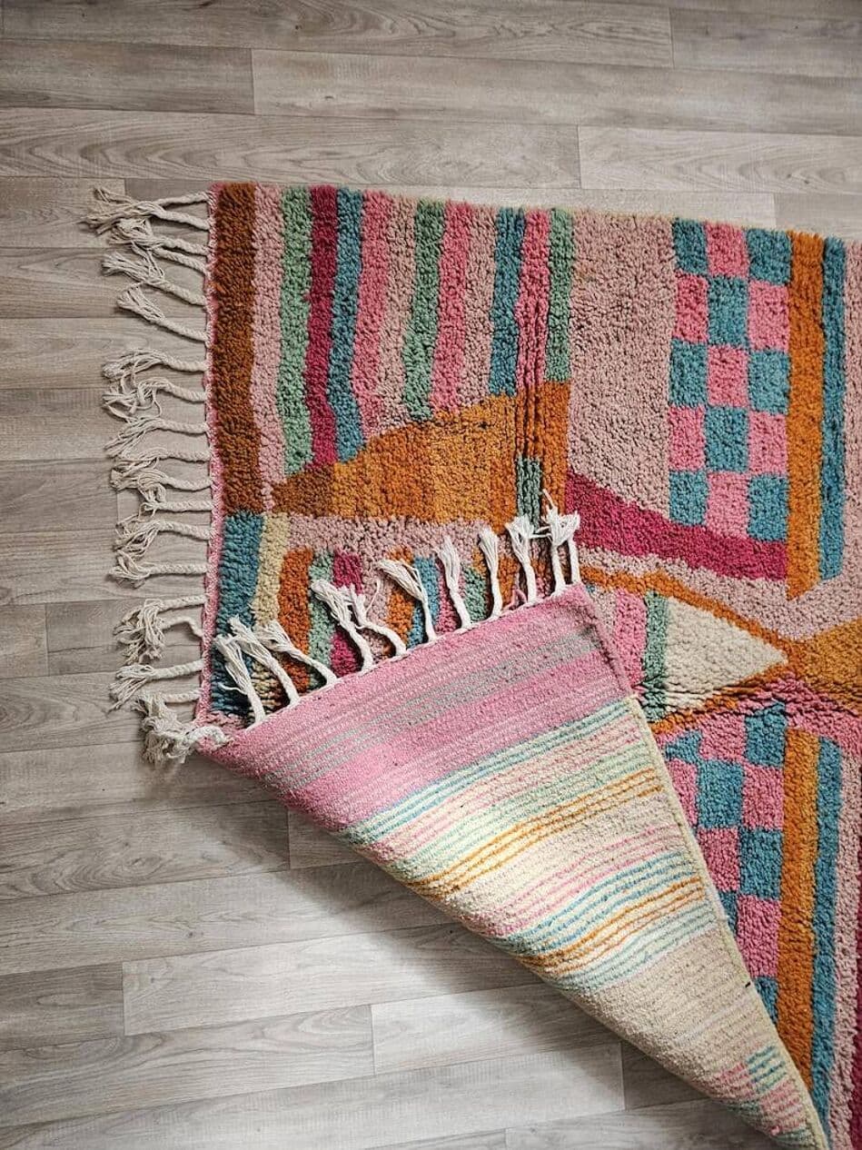 Ręcznie tkany dywan 150x250 cm, wełna, multikolorowy, Maroko - 199758