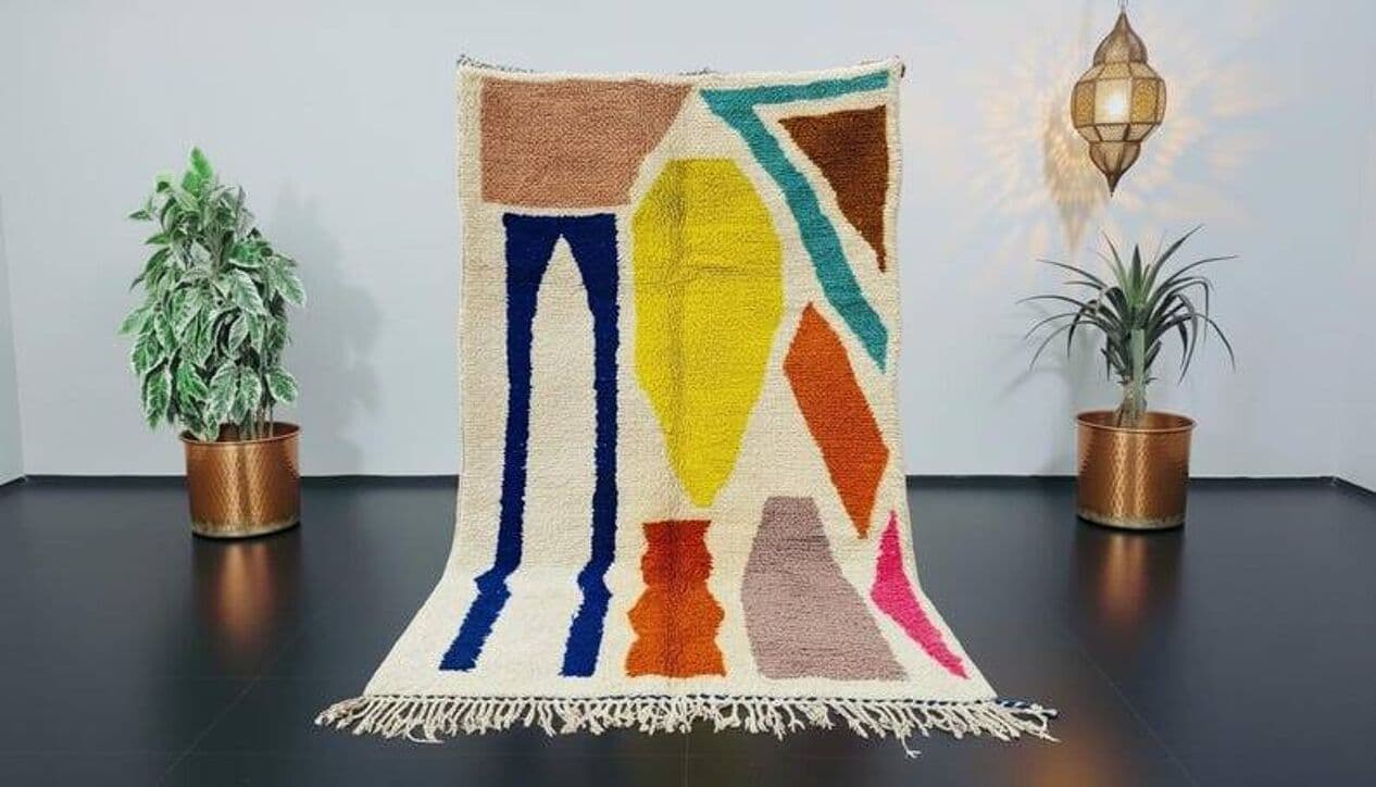 Ręcznie tkany dywan 140x260 cm, wełna, multikolor, Maroko - 199735