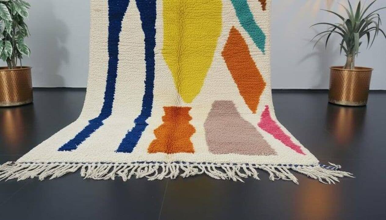 Ręcznie tkany dywan 140x260 cm, wełna, multikolor, Maroko - 199733