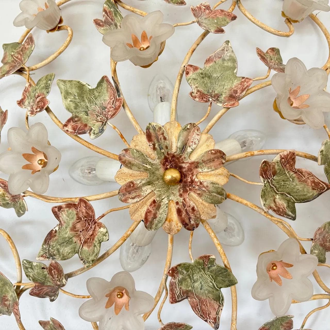 Wielokolorowy plafon florystyczny w stylu glamour, Niemcy, lata 80. - 13937