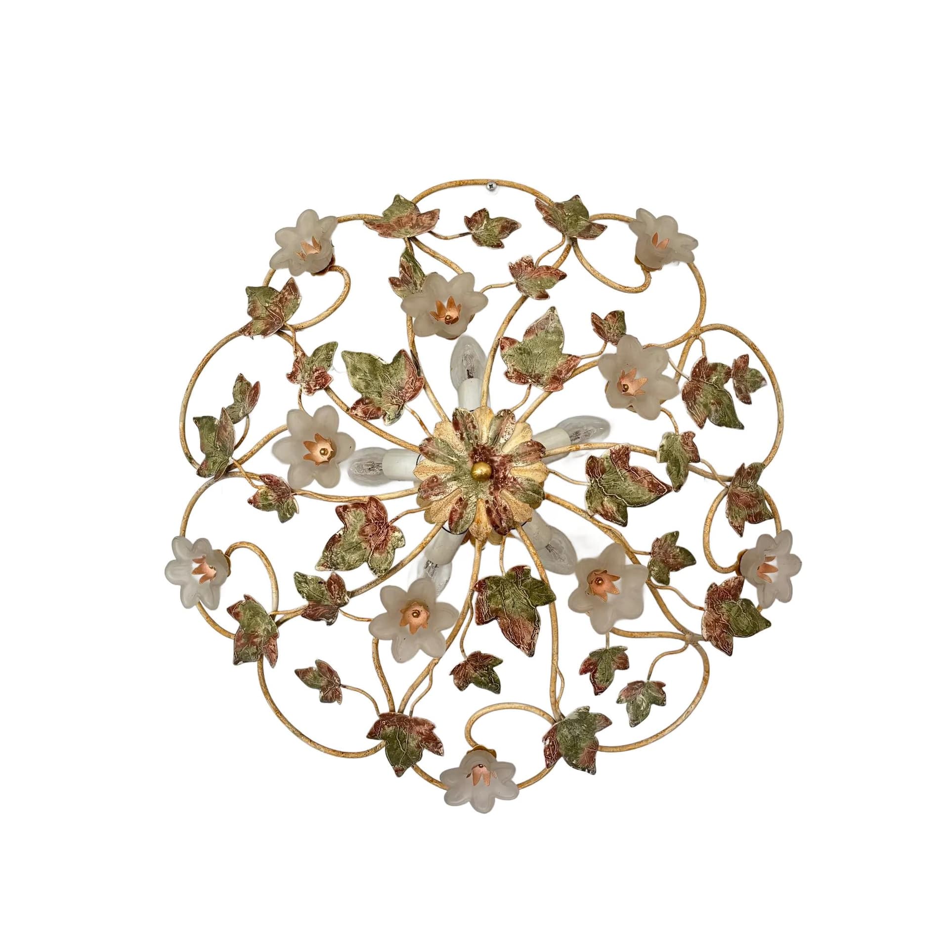 Wielokolorowy plafon florystyczny w stylu glamour, Niemcy, lata 80.