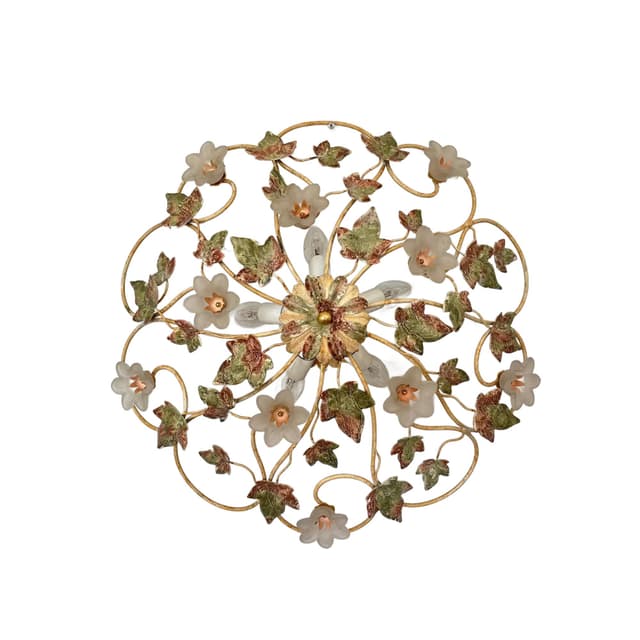 Wielokolorowy plafon florystyczny w stylu glamour, Niemcy, lata 80. - WYMIARY