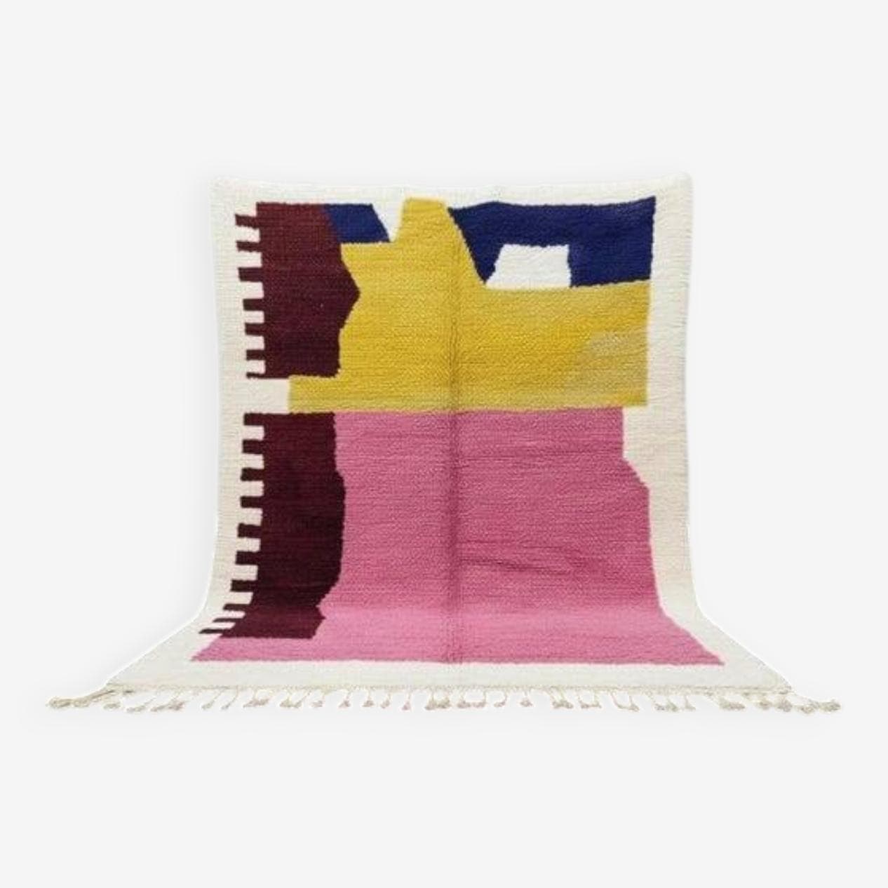 Handwoven rug 100x200 cm, wool, multicolour, Morocco - 199688